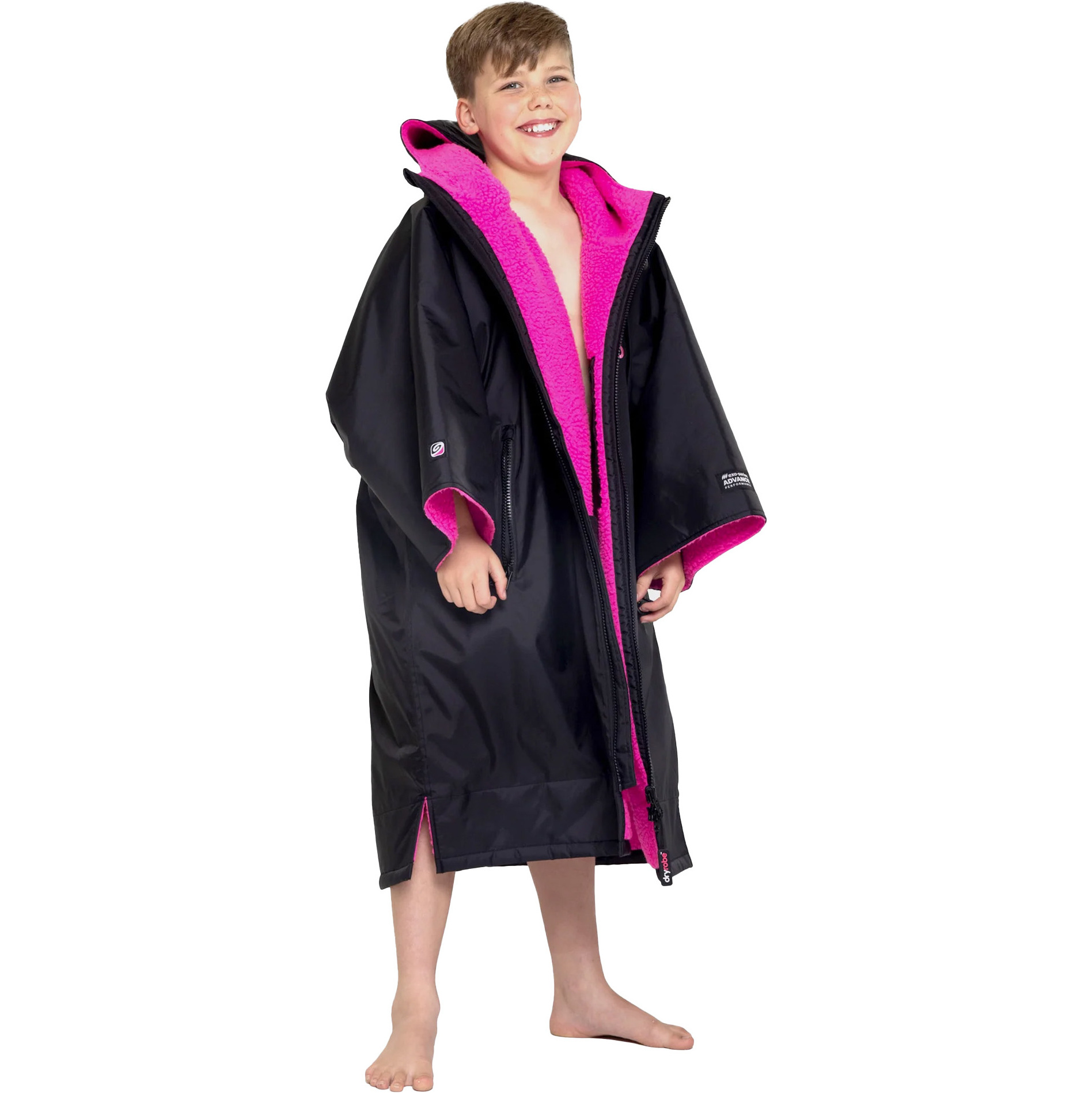 2026 Dryrobe Junior Advance Omkleedjas Met Lange Mouwen V3KSLSDA - Black / Roze